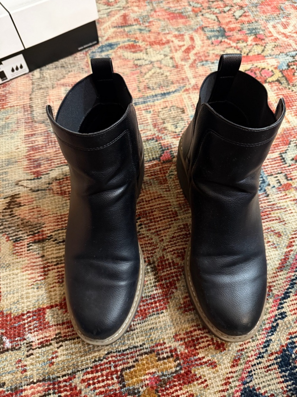 Dolce Vita Black Leather Ankle Booties with Lug Sole